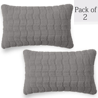 Buy Light Grey Colour Premium Zippered Plush cushion covers in set of 2