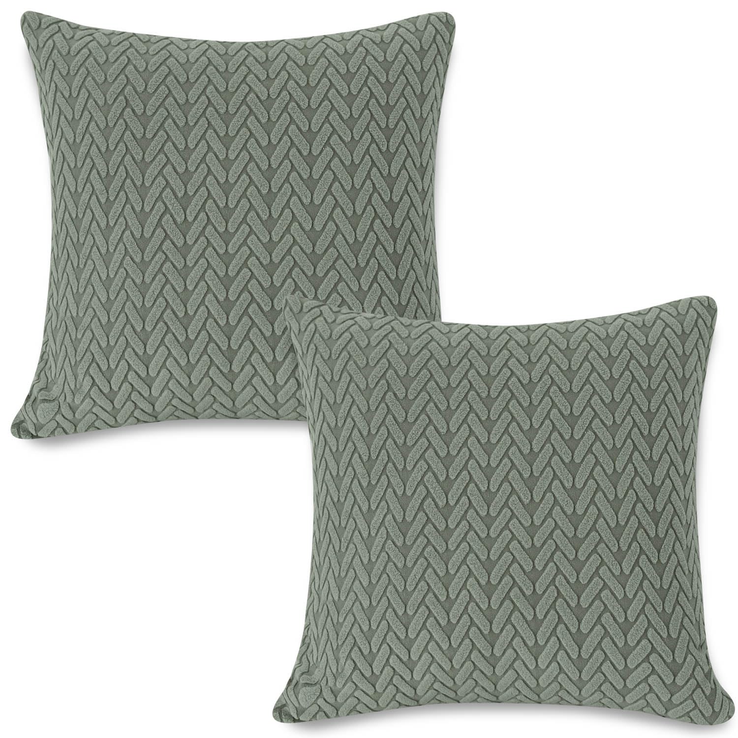 Premium Green Colour Grid Texture Jacquard Cushion Cover | 18x18 Inch Size