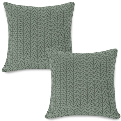 Premium Green Colour Grid Texture Jacquard Cushion Cover | 18x18 Inch Size
