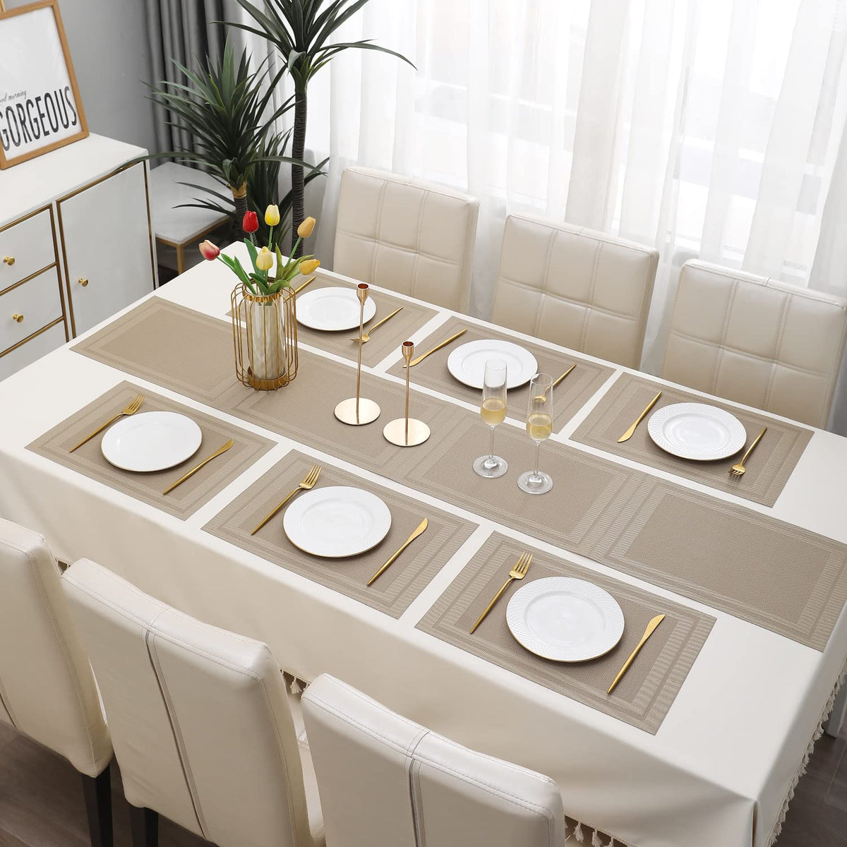 PVC Dining Table Mats, Beige