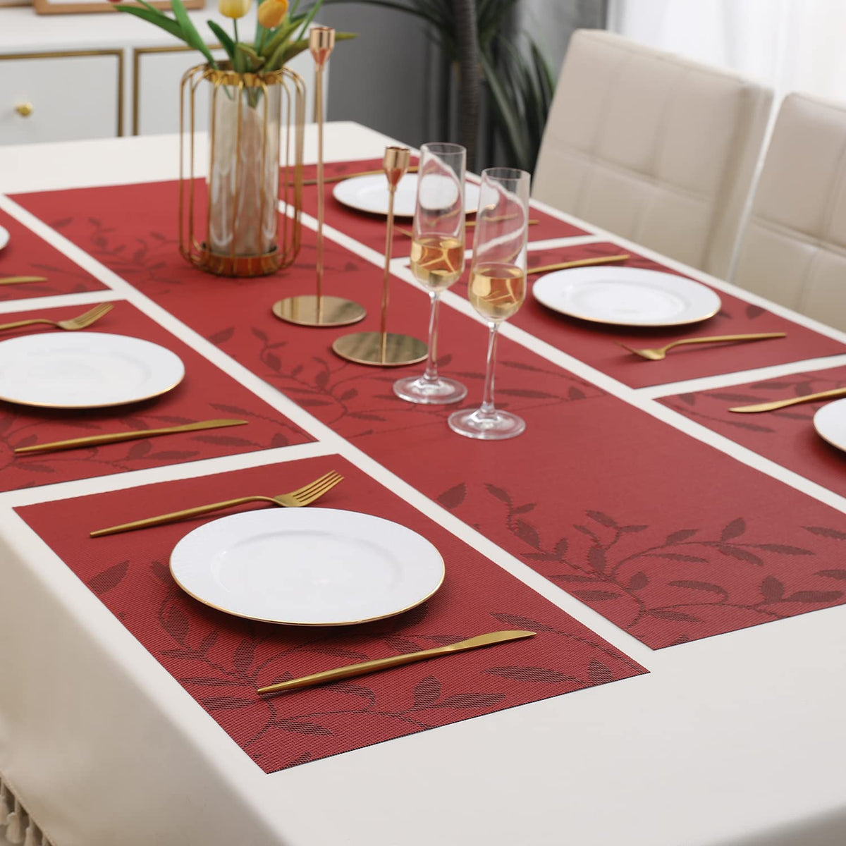 PVC Dining Table Mats, Red
