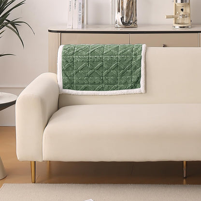 'Italian Caelora' Luxury Jacquard Plush Anti-Slip Sofa Cover Mat - Sage Green