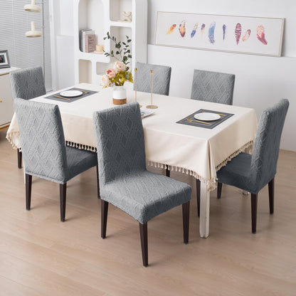 Chair Cover Set of 1/2/4/6, 190 GSM Jacquard, Light Grey
