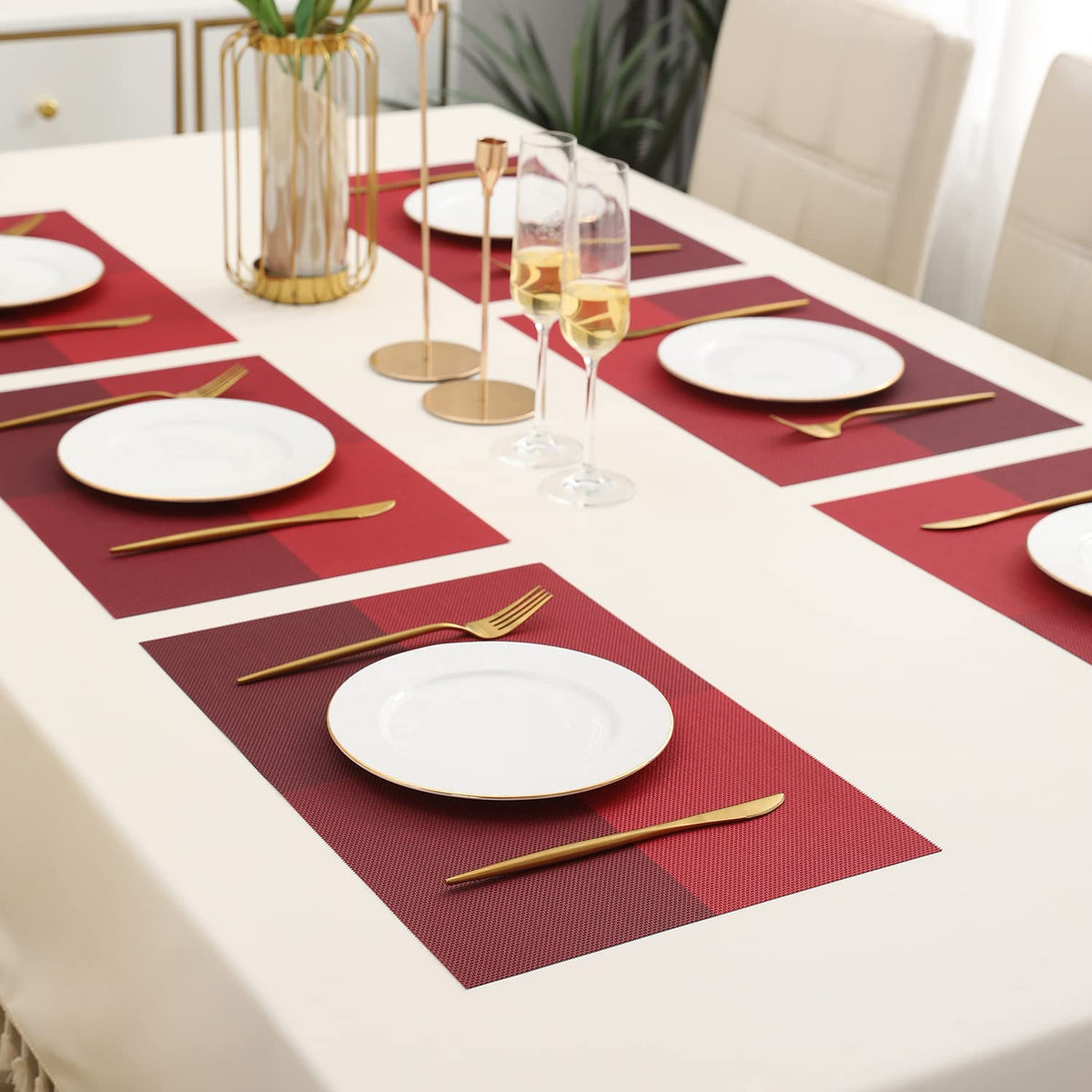PVC Dining Table Mats, Red