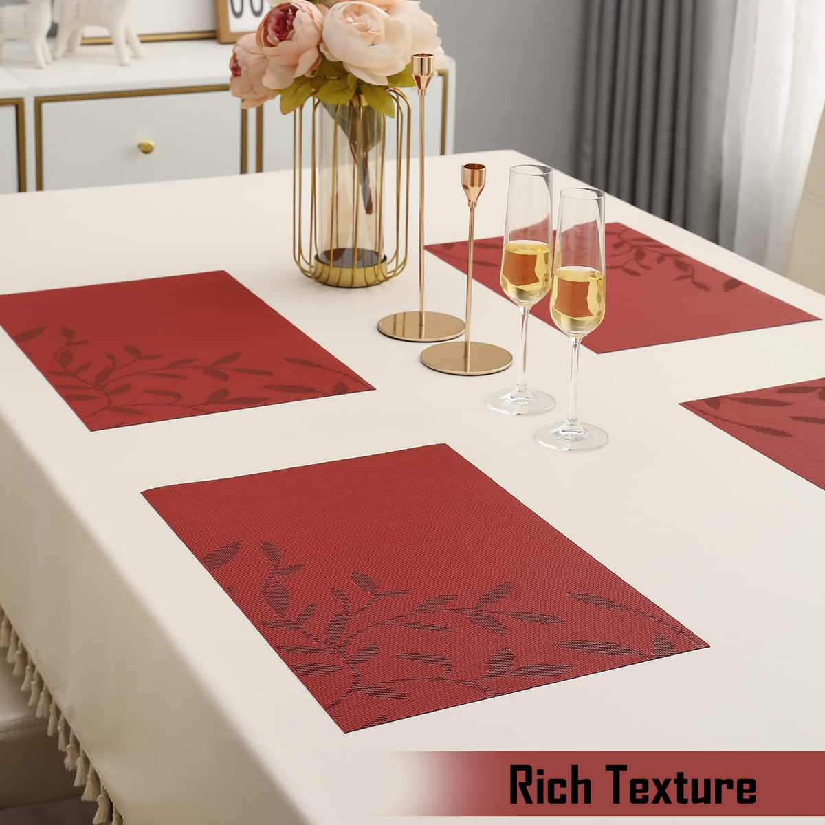 PVC Dining Table Mats, Red