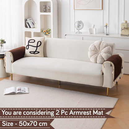 Serenity Tassel Chenille Sofa Cover with Tassel – Chestnut Luxe