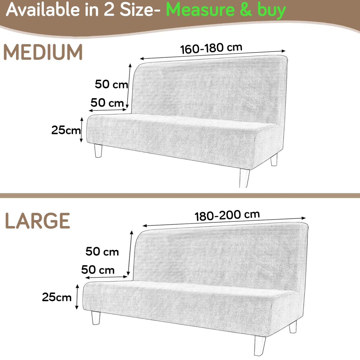 Luxurious Stretchable Spandex Jacquard Sofa-Cum-Bed Cover for Futon – Beige