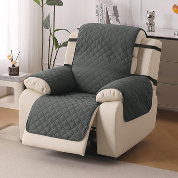 UrbanQuilt Recliner Sofa Slipcover Mat with Dual Belt for 1/2/3 Seater - Anchor Grey