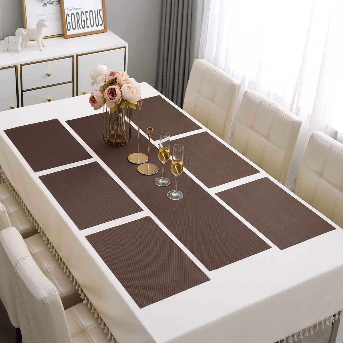 PVC Dining Table Mats, Brown