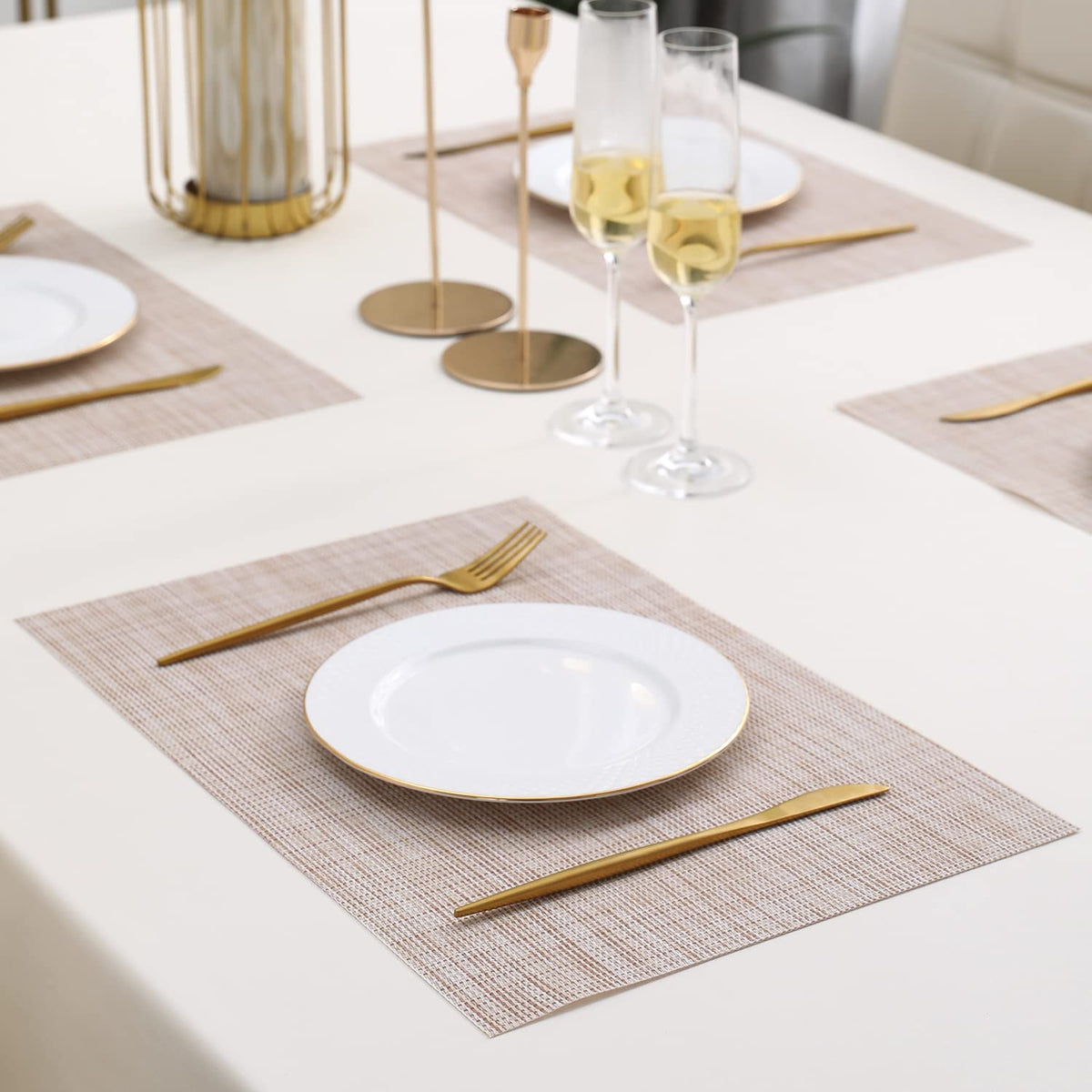 PVC Dining Table Mats, Beige