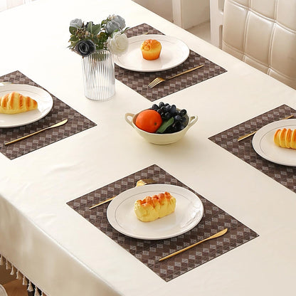 RhombusEcho Washable PVC Mats for Dining Table - Taupe Brown