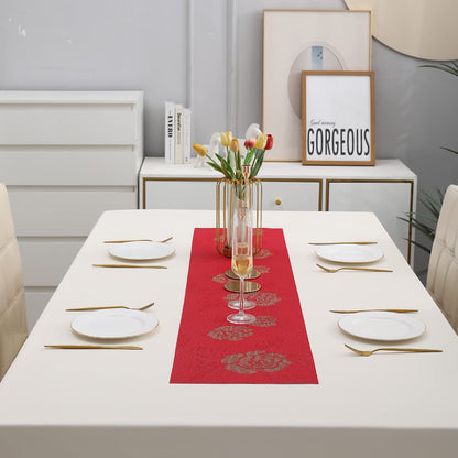 PVC Table Runner Dinner and Coffee Table, 30x135 cm, Crimson red