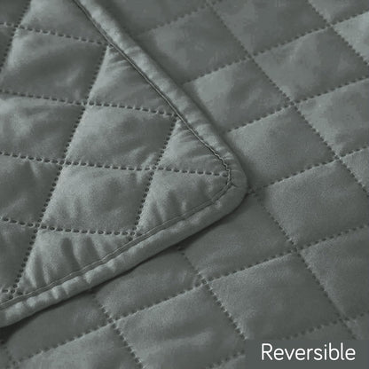 HOKIPO Quilted Reversible One Piece L Shape 4/5/6 Seater Sofa Cover Mat, Dark Grey