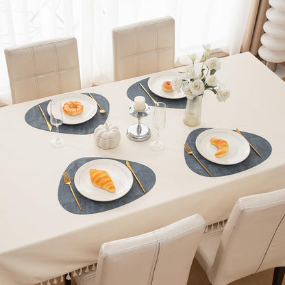 Premium Faux Leather Dining Table Mats, Blue