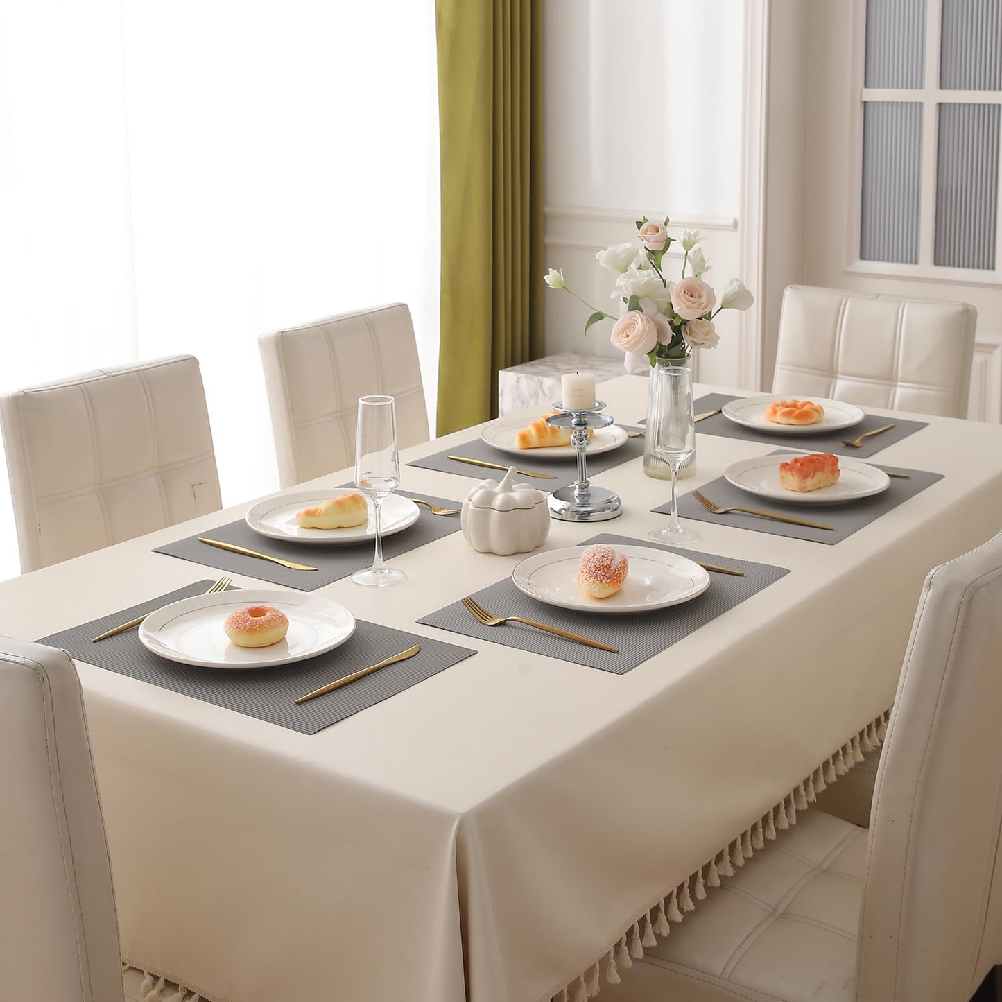 PP Waterproof Dining Table Mat, Fossil Grey