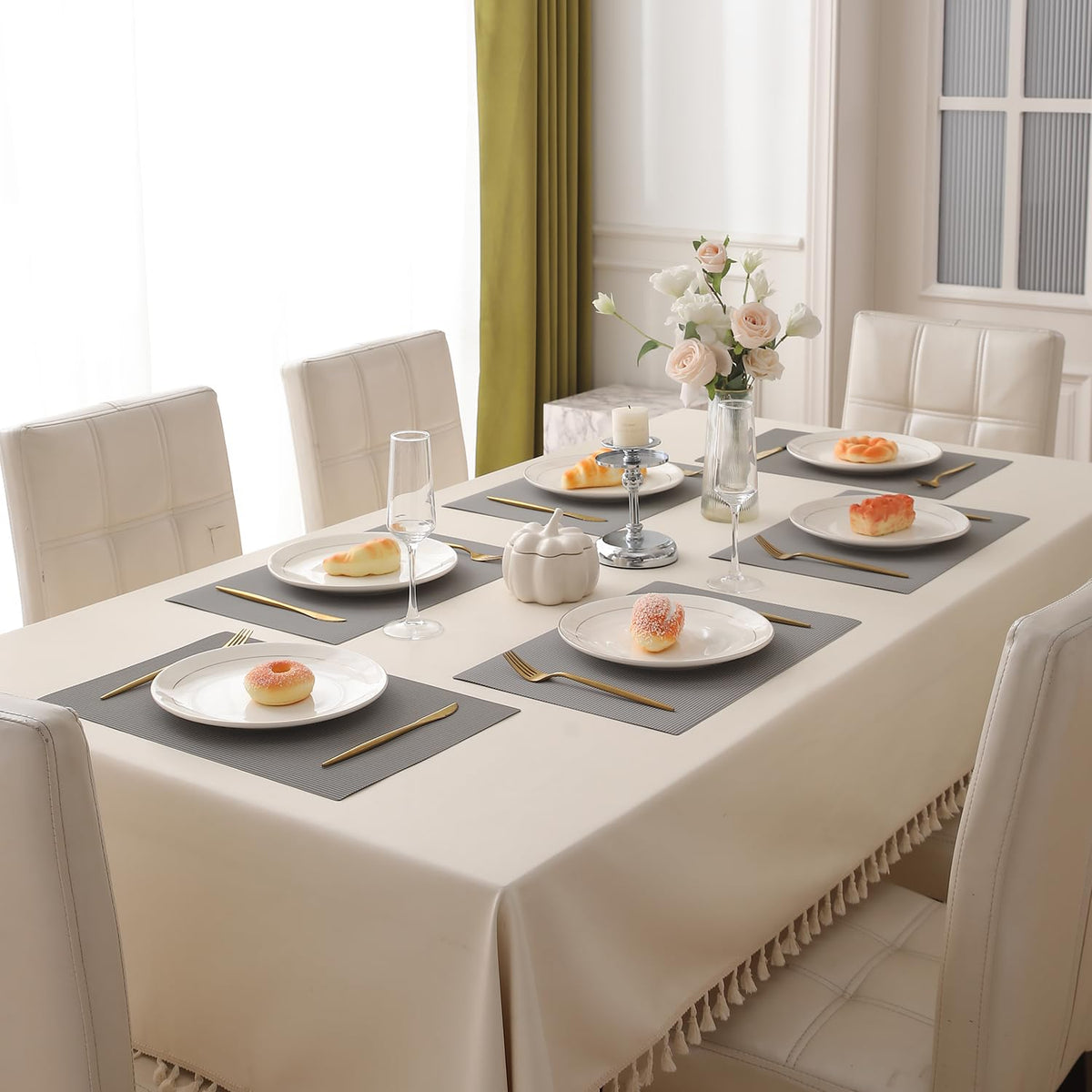 Buy fossil grey pp waterproof table mats set of 6