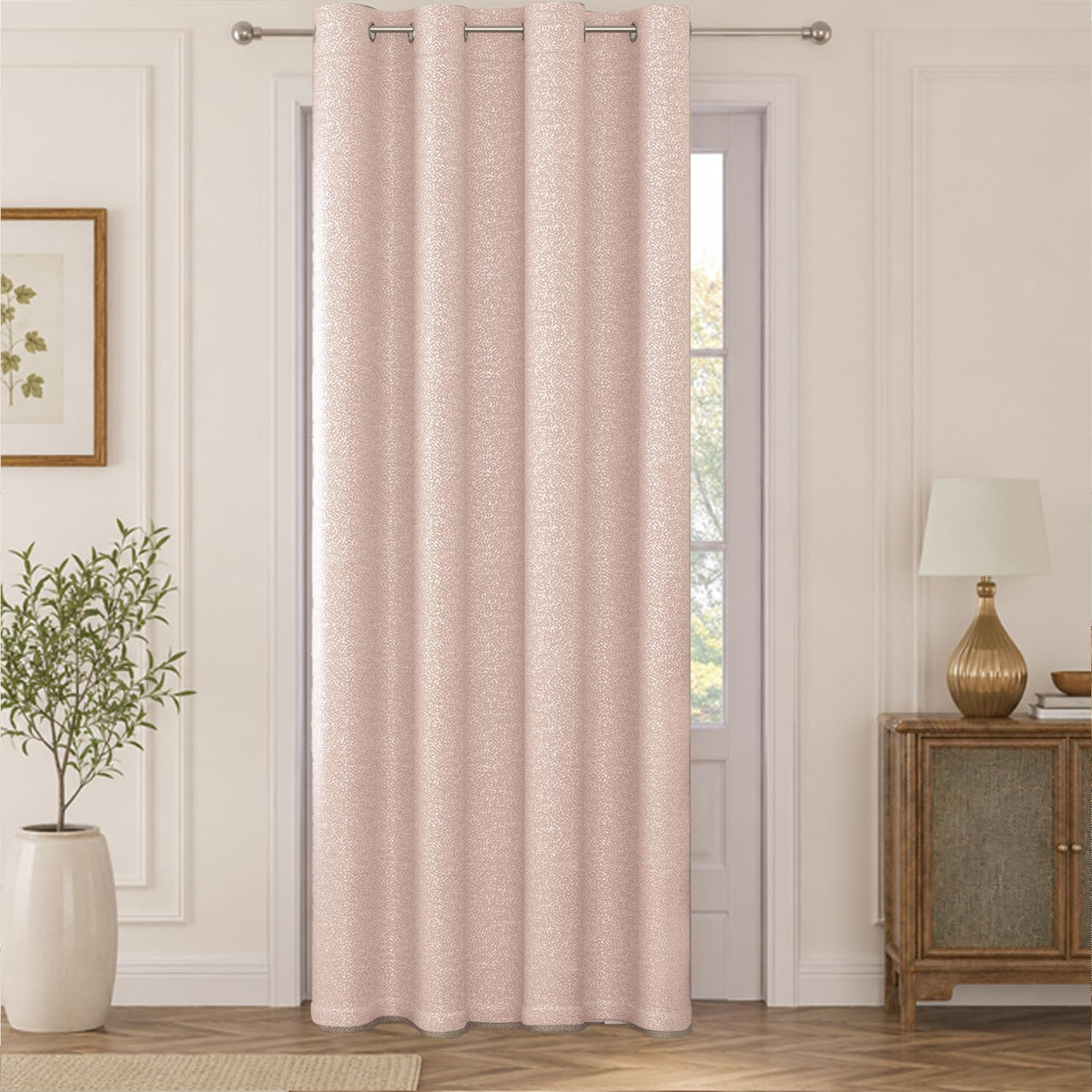 HOKIPO Eden Eyelet Curtains, 7 Feet Long - Blush Pink - image 2