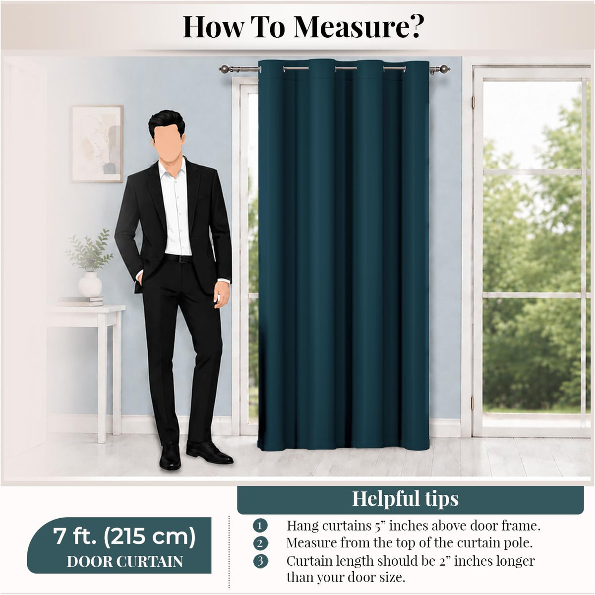 HOKIPO Midnight True Blackout Curtains, 7 Feet Long - Peacock Blue - image 6