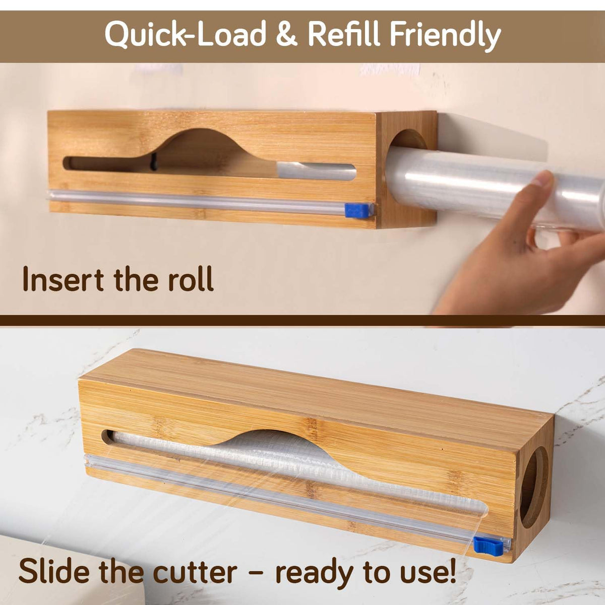 Bamboo 1-Slot Wrap Dispenser | Foil, Cling & Butter Paper Cutter