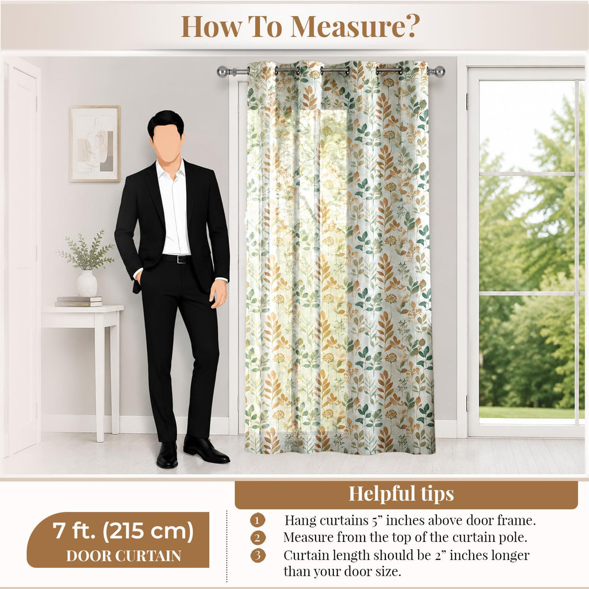 HOKIPO Petals & Poetry Sheer Curtains, 7 Feet Long - Autumn Meadow - image 7