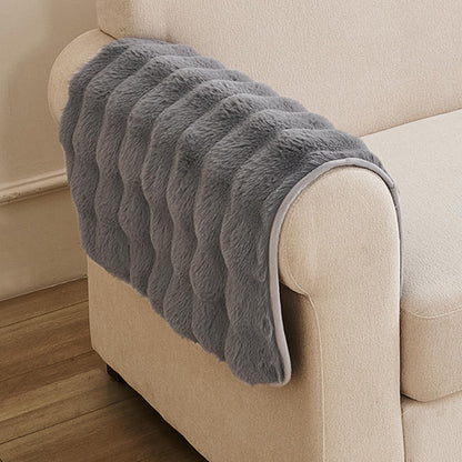 'FurHug' Premium Faux Rabbit Fur Sofa Seat Mats, Cool Grey