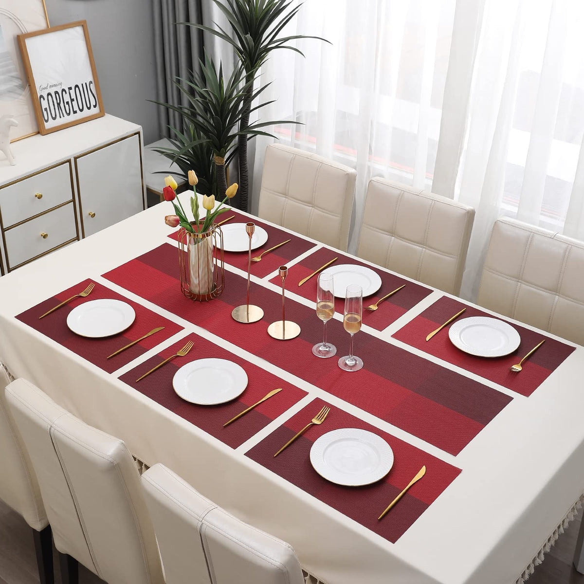 PVC Dining Table Mats, Red