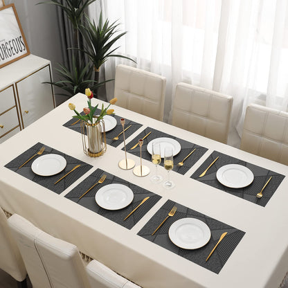 PVC Dining Table Mats, Abstract Black