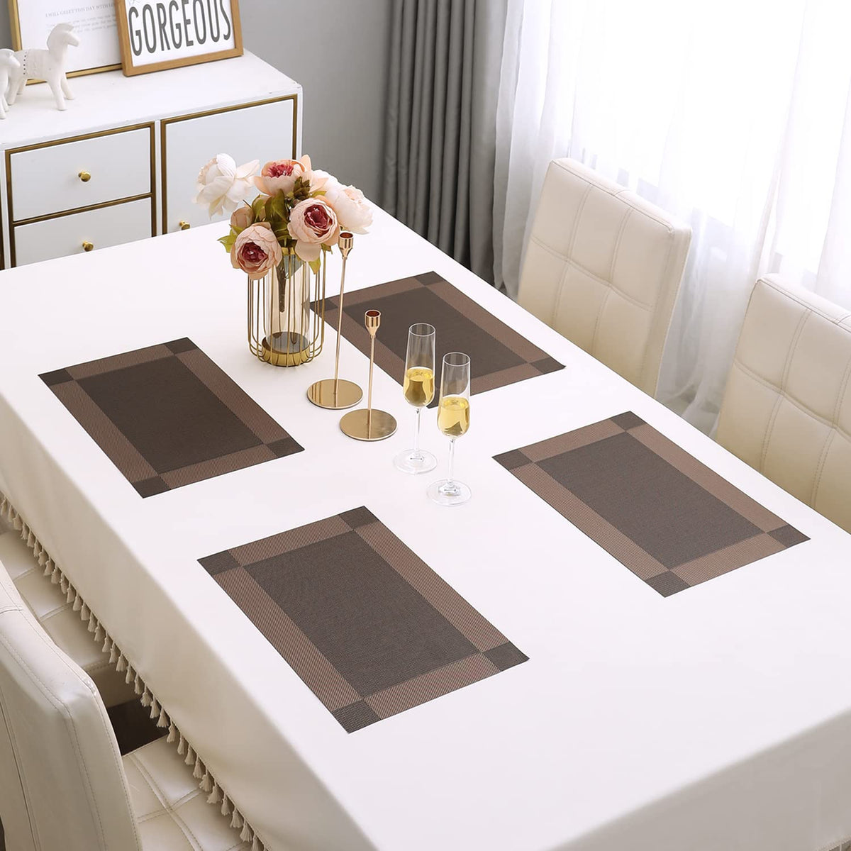 PVC Dining Table Mats, Dark Brown
