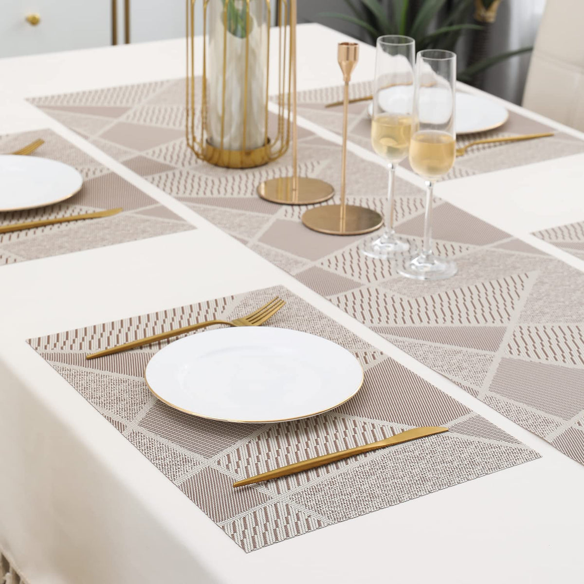 PVC Dining Table Mats, Abstract Beige
