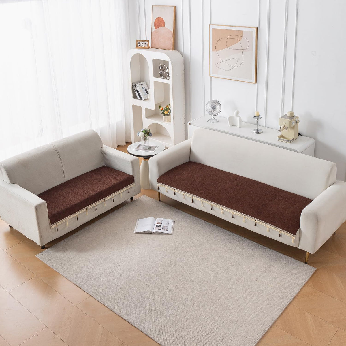 Serenity Tassel Chenille Sofa Cover with Tassel – Chestnut Luxe