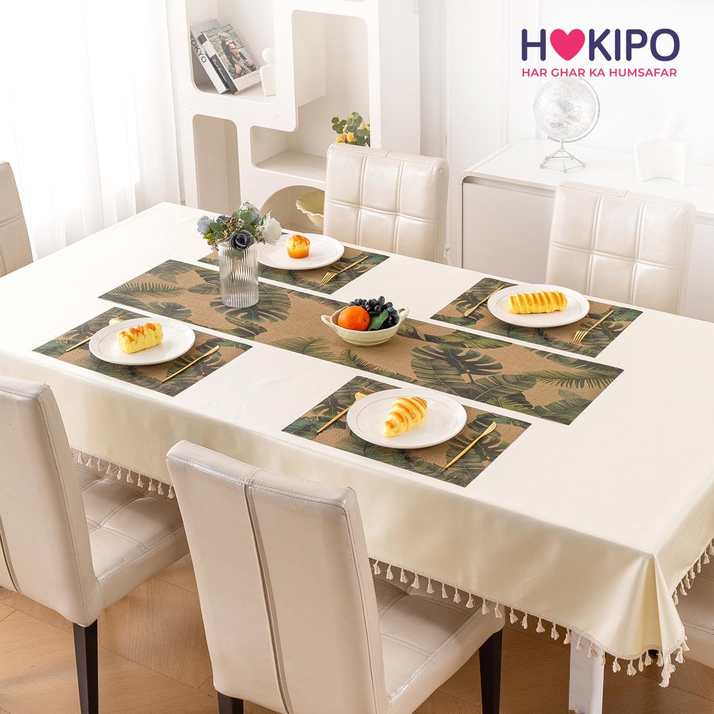 Botanical Tropic PVC Mats for Dining Table - Palm Leaves