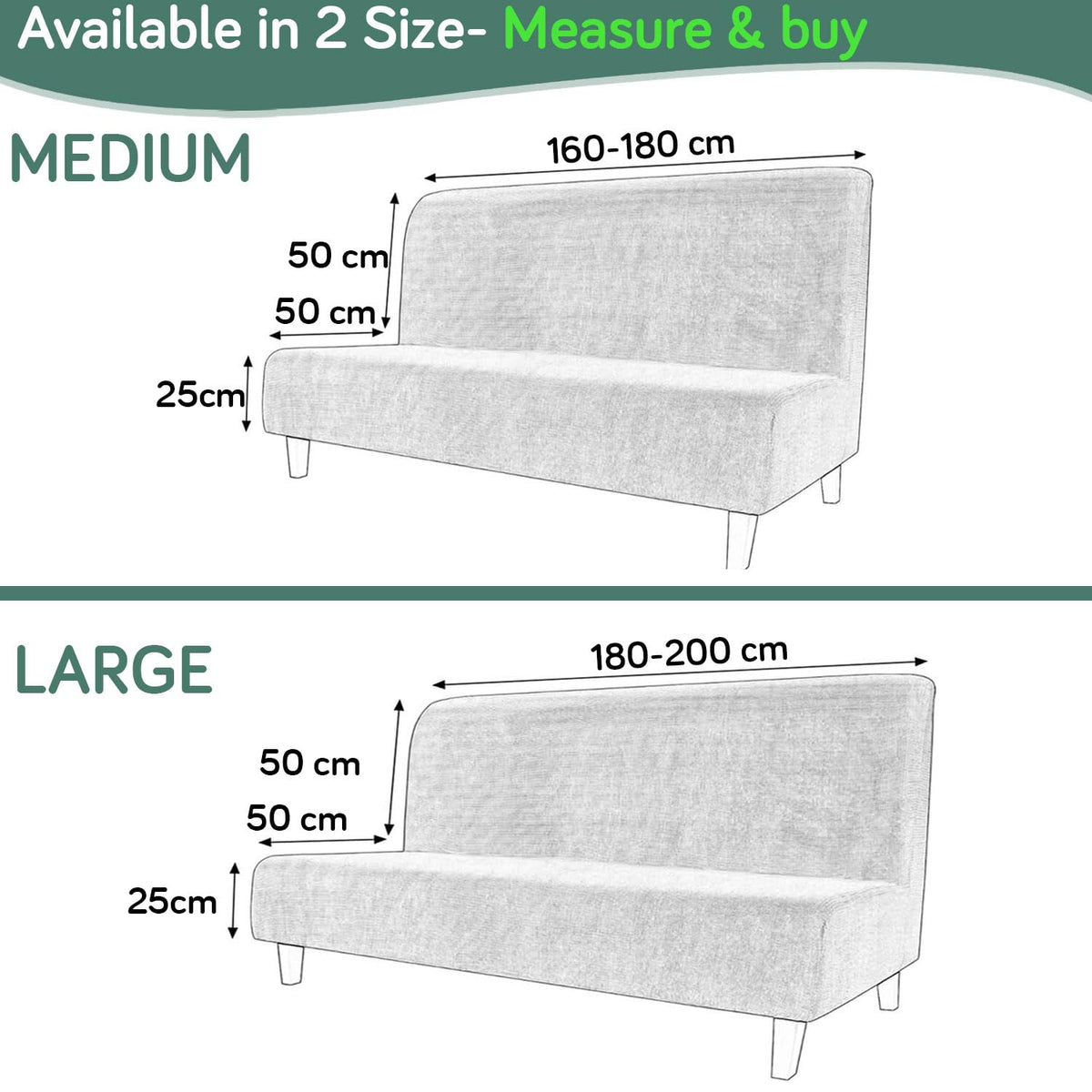 Buy Futon Sofa Cover Size Guide For Medium And Large Armless sofa | HOKIPO
