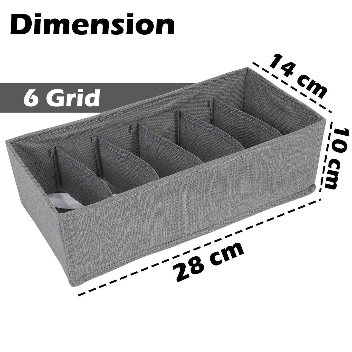 Non-Woven Fabric Undergarment Organizer Storage Box For Drawers Bra Panty Socks Tie Lingerie Organizer For Wardrobe, Grey