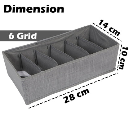 Non-Woven Fabric Undergarment Organizer Storage Box For Drawers Bra Panty Socks Tie Lingerie Organizer For Wardrobe, Grey