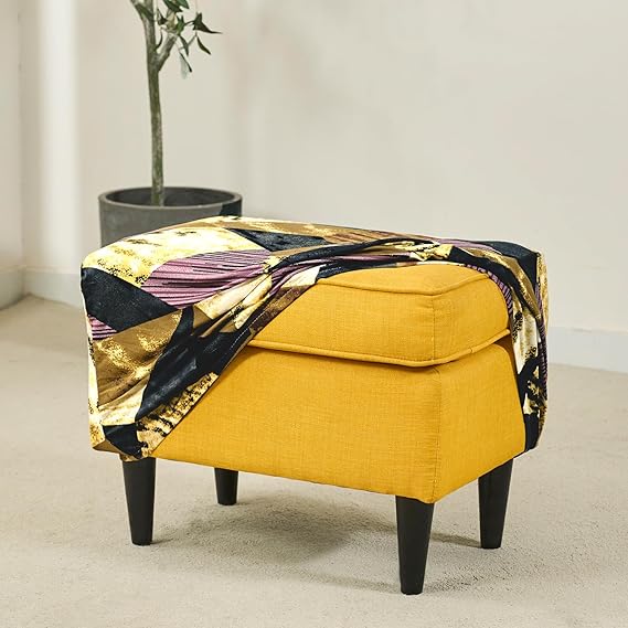 Stretchable 140 GSM Footstool Cover, Wine Abstract Geometry