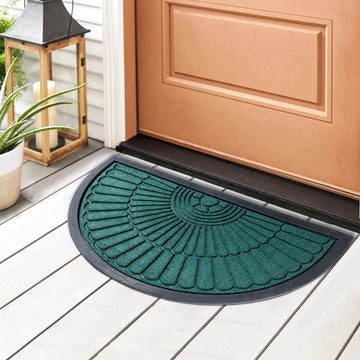 45X75cm Polypropylene Outdoor mat Half Circle Pattern for Entrance Doormat, Welcome mat, Green