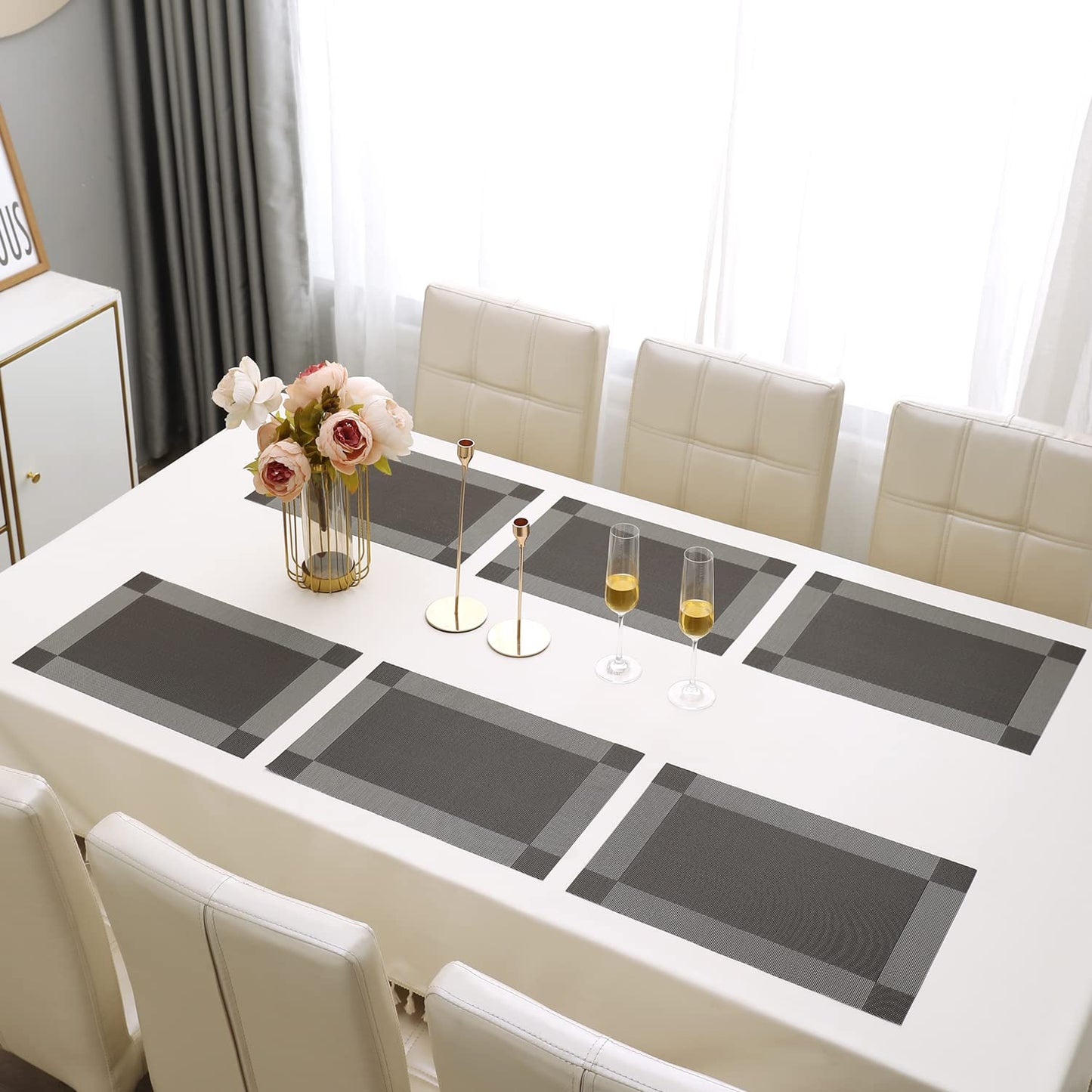 PVC Dining Table Mats, Dark Grey