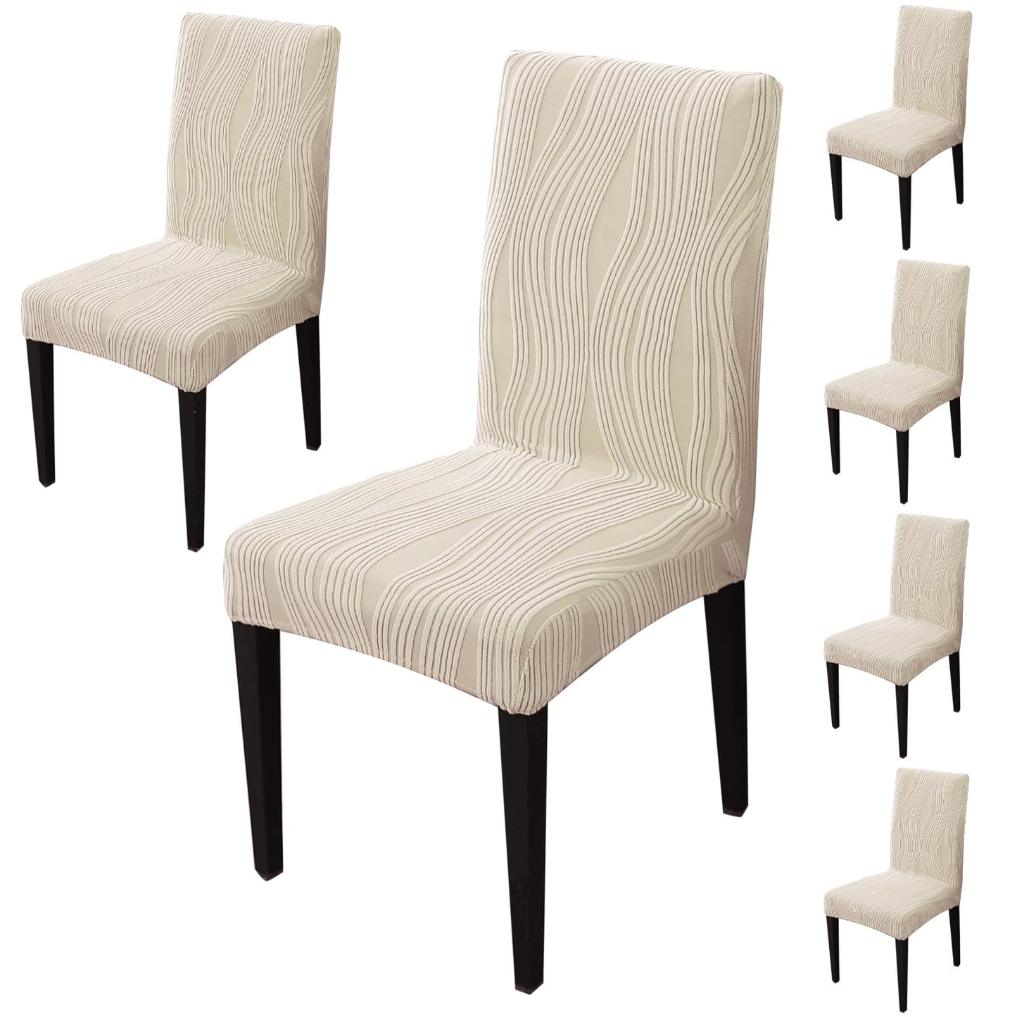 Nestiva Series Stretchable Knitting Jacquard Chair Cover - Skimmed Cream
