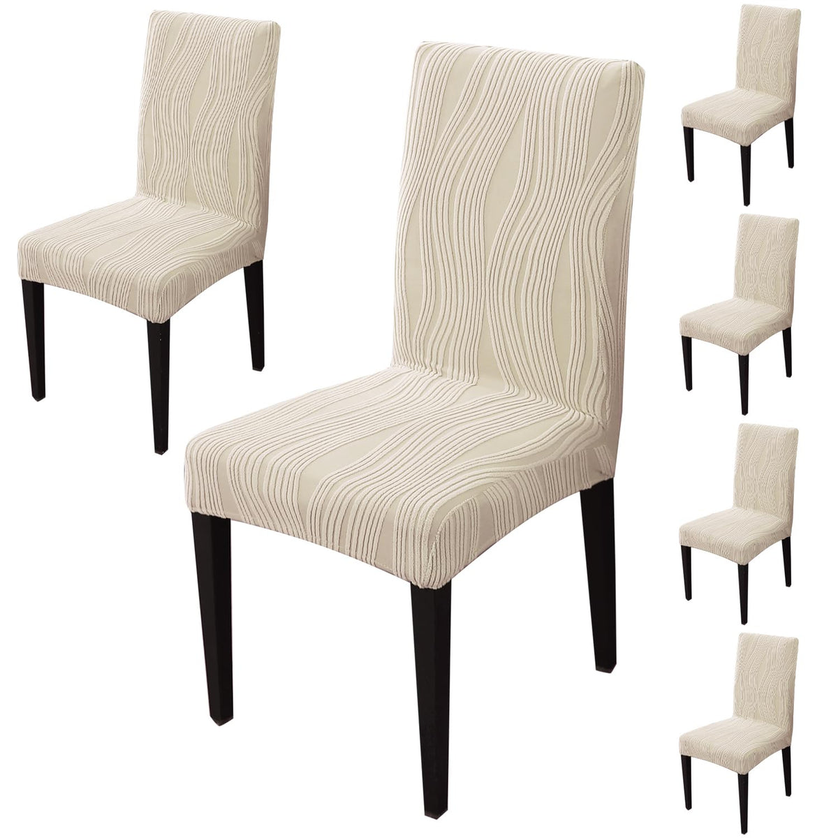 Nestiva Series Stretchable Knitting Jacquard Chair Cover - Skimmed Cream