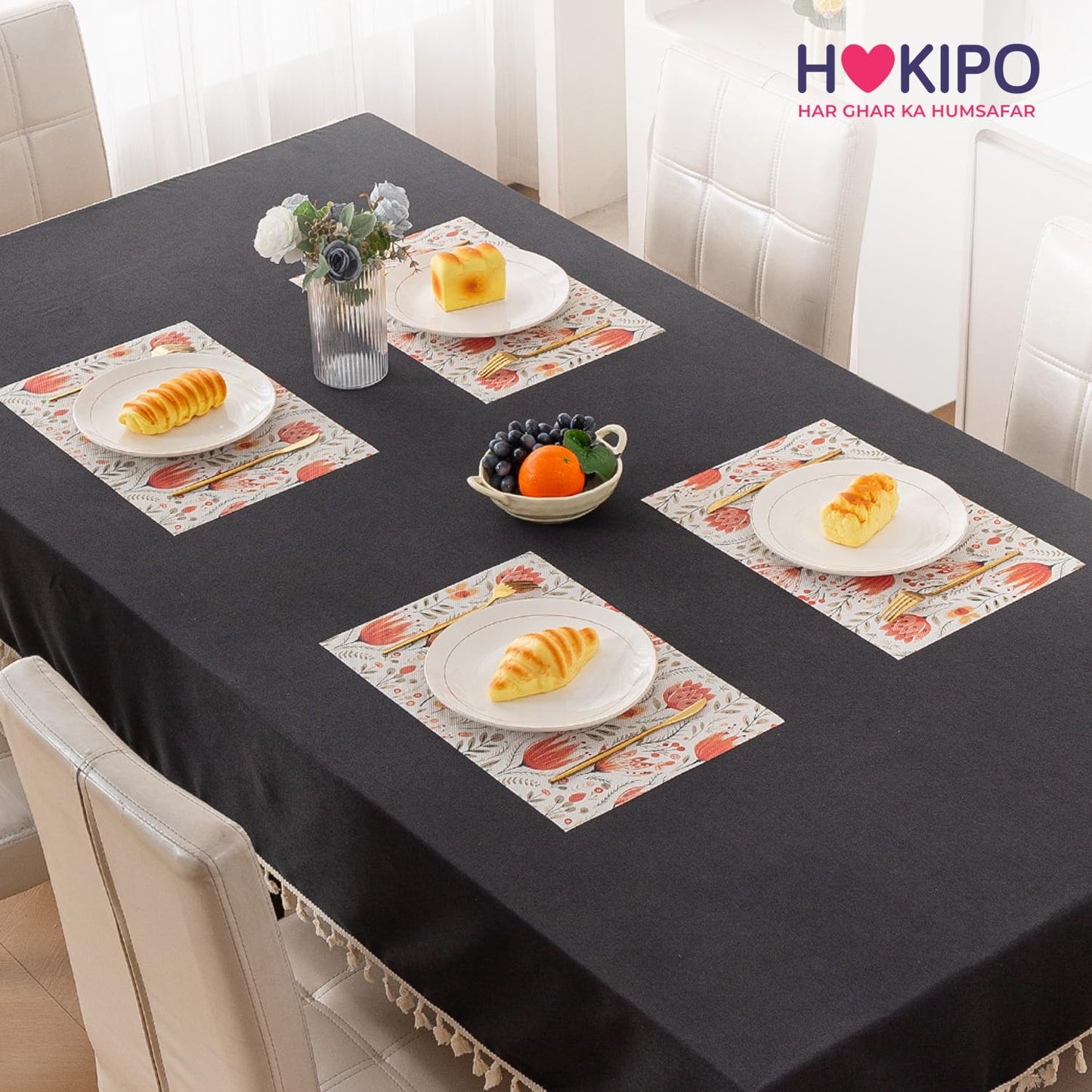 Artistic Flora PVC Washable Mats for Dining Table - Tulip Flora