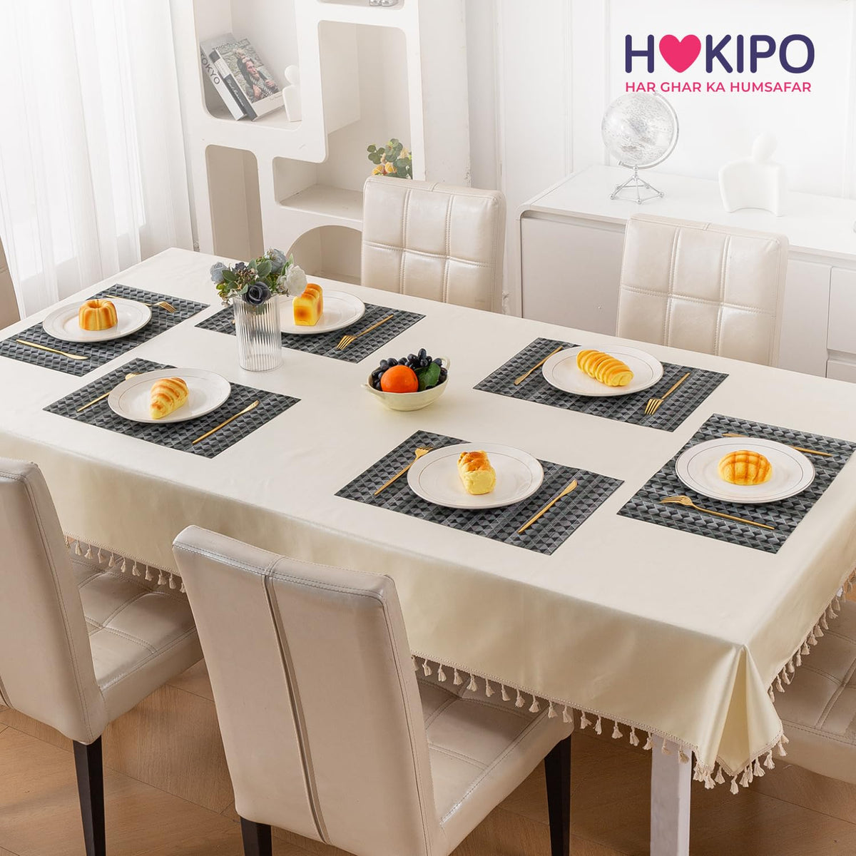 RhombusEcho Washable PVC Mats for Dining Table - Intense Grey
