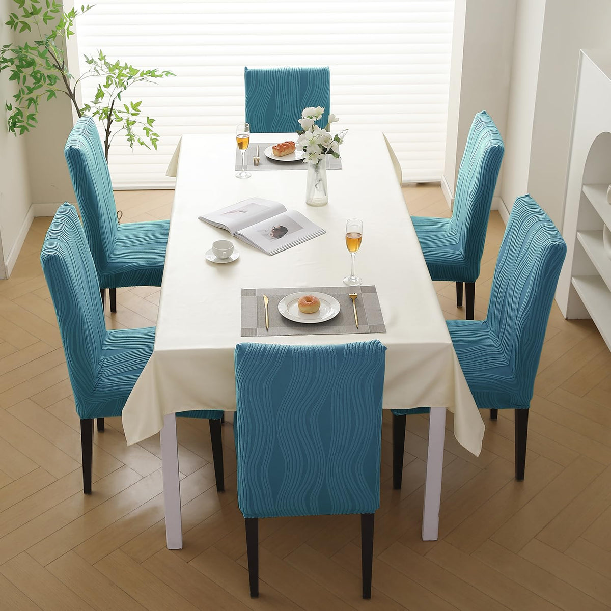 Nestiva Series Stretchable Knitting Jacquard Chair Cover - Sea Blue