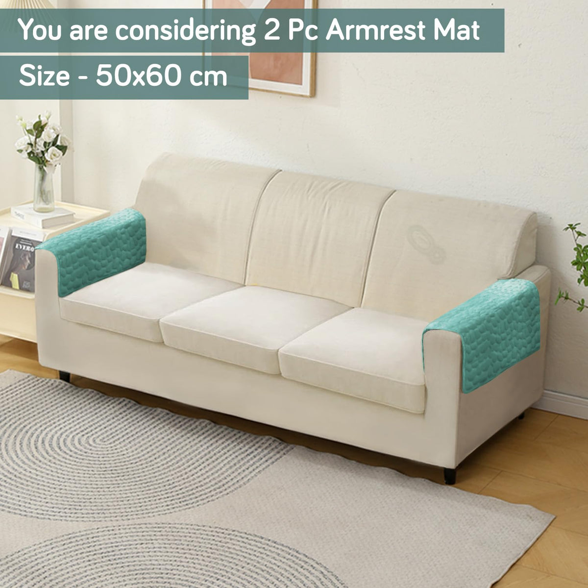 Premium Pebble Milk Velvet Anti Slip Sofa Mats, Fog Blue