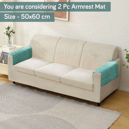 Premium Pebble Milk Velvet Anti Slip Sofa Mats, Fog Blue