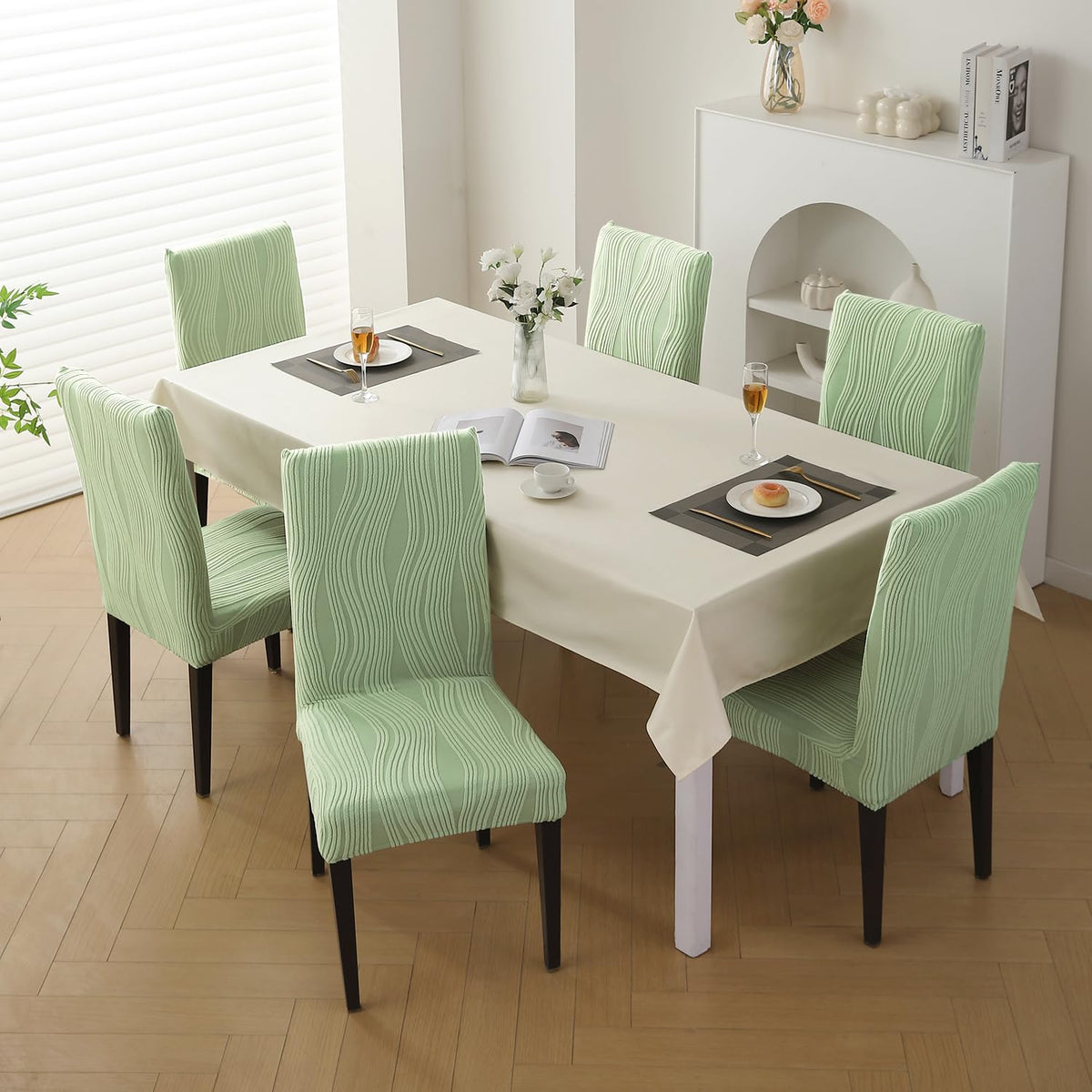 Nestiva Series Stretchable Knitting Jacquard Chair Cover - Pastel Green