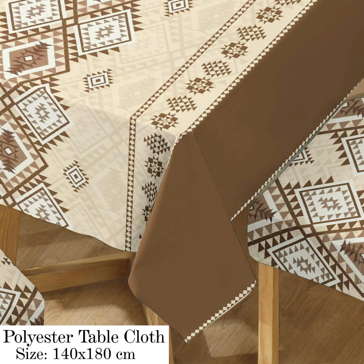 Polyester Dining Chair Covers Set of 4/6 with Matching Tablecloth, Rhombus Moss Brown