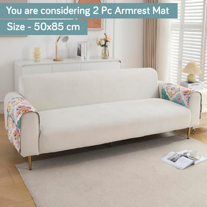 Polyester Printed Quilted Sofa Cover Mats, Quatrefoil Multicolor
