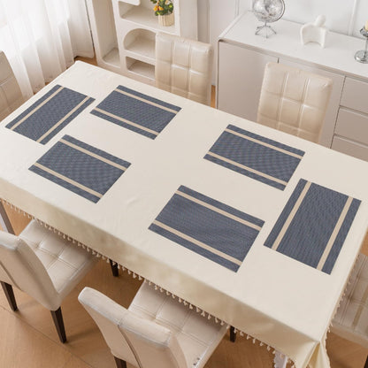 Chevron Stripes PVC Mats for Dining Table - Charcoal Blue