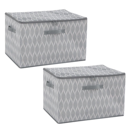 Foldable Clothes Organizer Box | Durable Non-Woven Storage with Zipper & Handle