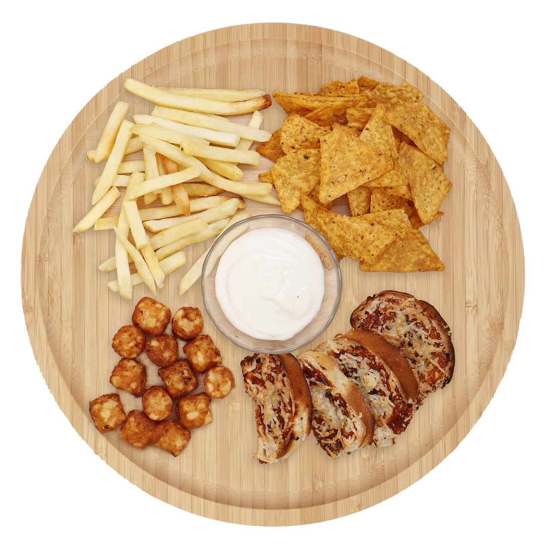 Buy Bamboo Wooden Round  Snacks Serving Tray 